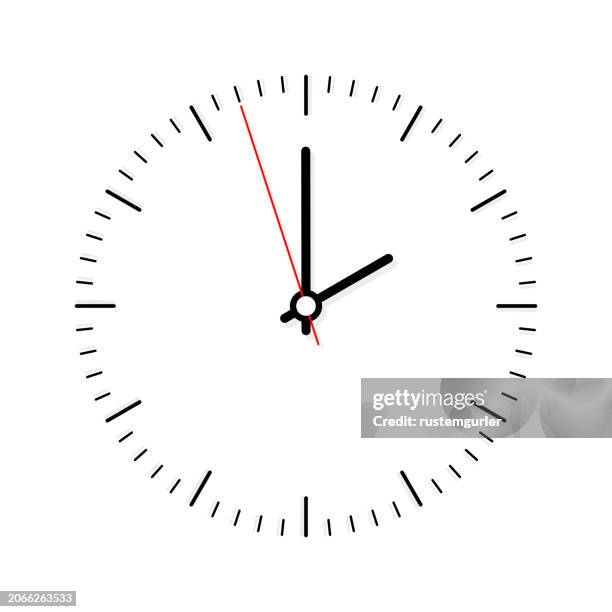classic clock icon showing 02:00 or 14:00 on white background - vector stopwatch stock illustrations