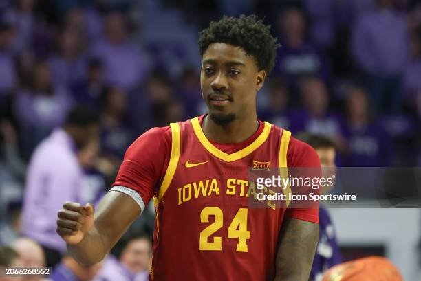 Iowa State Cyclones forward Hason Ward in the first half of a Big 12 basketball game between the Iowa State Cyclones and Kansas State Wildcats on Mar...
