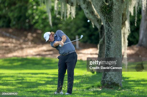 Sami Valimaki of Finland plays his second shot on the first hole during the first round of the Arnold Palmer Invitational presented by Mastercard at...