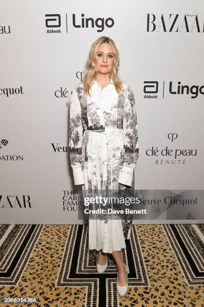 Romola Garai attends the Harper's Bazaar International Women's Day celebration, in partnership with Lingo by Abbott, Veuve Clicquot, Clé de Peau...