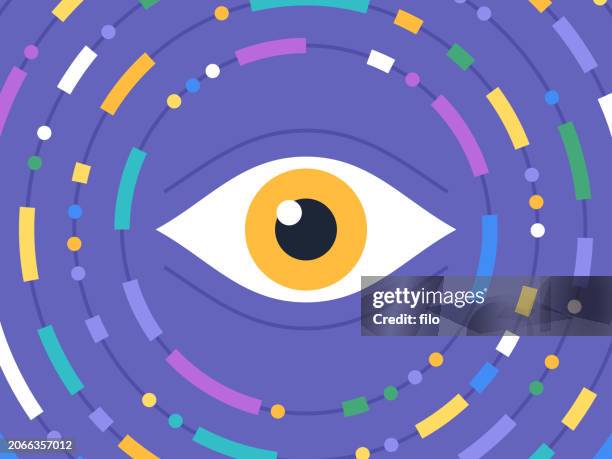 augenkonzentration künstliche intelligenz aufmerksamkeit beobachten - augenfarbe stock-grafiken, -clipart, -cartoons und -symbole