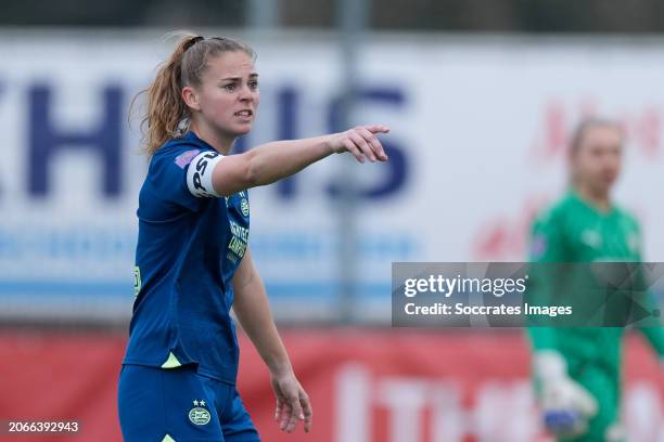 Gwyneth Hendriks of PSV Women during the Dutch Eredivisie Women match between Fc Twente Women v PSV Women at the Sportpark Schreurserve on March 10,...