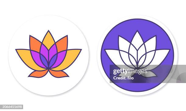 ilustraciones, imágenes clip art, dibujos animados e iconos de stock de diseño del símbolo de flor de loto - loto
