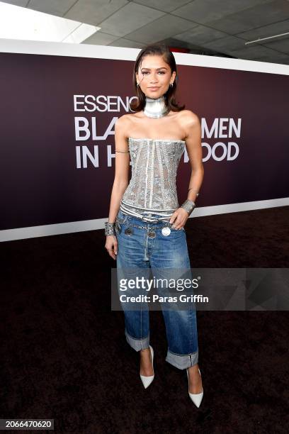 Zendaya attends the 2024 ESSENCE Black Women In Hollywood Awards Ceremony at Academy Museum of Motion Pictures on March 07, 2024 in Los Angeles,...