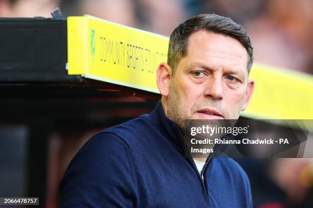 Rotherham United manager Leam Richardson during the Sky Bet Championship match at Carrow Road, Norwich. Picture date: Saturday March 9, 2024.