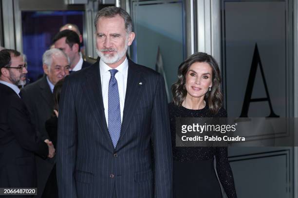 King Felipe VI of Spain and Queen Letizia of Spain attend the "In Memoriam" Concert 2024 at Auditorio Nacional de Música on March 07, 2024 in Madrid,...