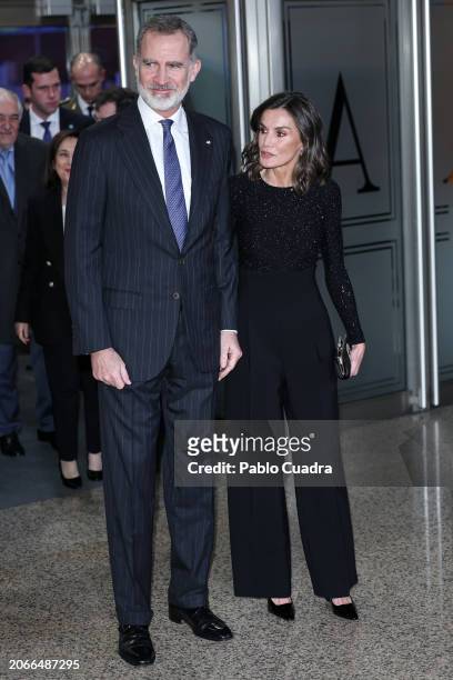 King Felipe VI of Spain and Queen Letizia of Spain attend the "In Memoriam" Concert 2024 at Auditorio Nacional de Música on March 07, 2024 in Madrid,...
