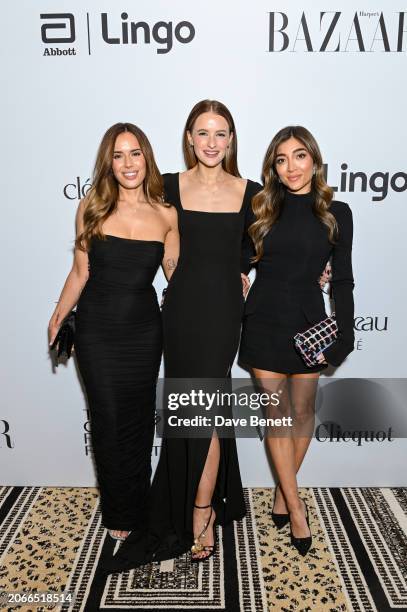 Suzie Bonaldi, Victoria Magrath and Amelia Liana attend the Harper's Bazaar International Women's Day celebration, in partnership with Lingo by...