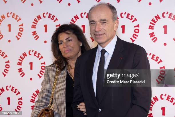 Jean-Francois Cope and Nadia d'Alincourt attend the "Un Rien C'est Tout" Gala at Musee de l'armee on March 07, 2024 in Paris, France.