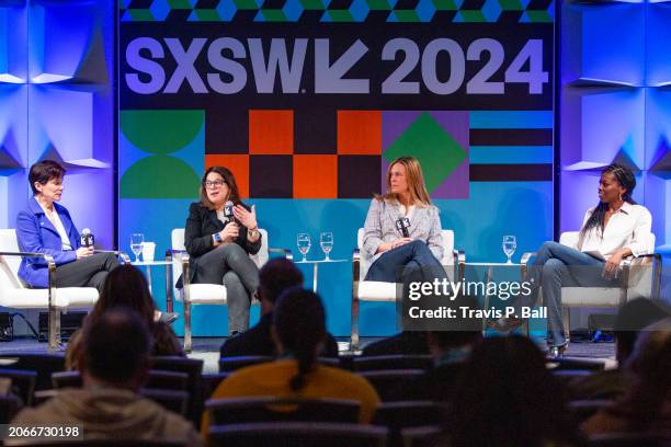 Candice DeLong, Lisa Ammerman, Alix Jaffe and Brittany Jones-Cooper at the Featured Session: Turning Podcast IP into TV as part of SXSW 2024...