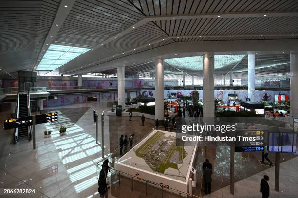 View of newly constructed and expanded Terminal-1 of Indira Gandhi International Airport, virtually inaugurated by Prime Minister Narendra Modi, on...
