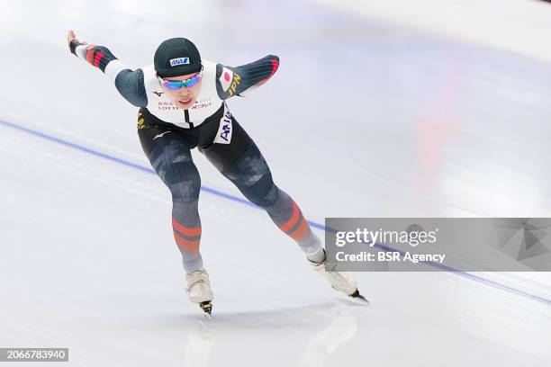 Ayano Sato of Japan competing on the Women's 5000m during the ISU World Speed Skating Allround Championships at Max Aicher Arena on March 10, 2024 in...