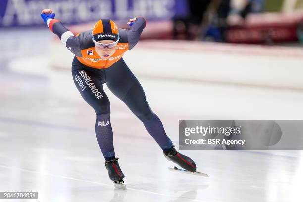 Marijke Groenewoud of The Netherlands competing on the Women's 1500m during the ISU World Speed Skating Allround Championships at Max Aicher Arena on...