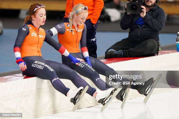 Antoinette Rijpma-De Jong of The Netherlands, Marijke Groenewoud of The Netherlands competing on the Women's 5000m during the ISU World Speed Skating...