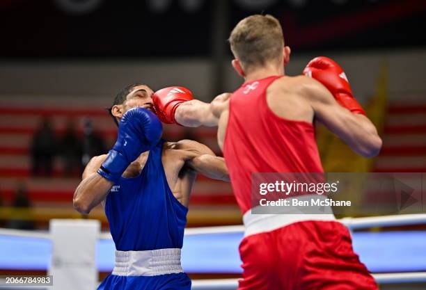 Lombardy , Italy - 10 March 2024; Owain Harris-Allan of Great Britain, right, in action against Lucas Alexander Fernandez Garcia of Uruguay during...