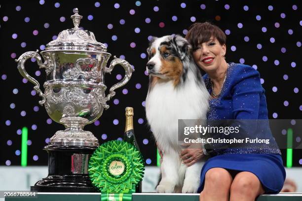 Melanie Raymond poses with Viking , an Australian Shepherd, aged three, co-owned by Melanie Raymond, John Shaw and Kerry Kirtley from Solihull,...