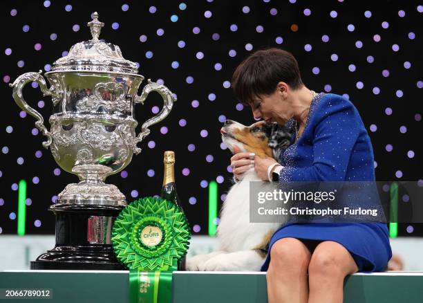 Melanie Raymond poses with Viking , an Australian Shepherd, aged three, co-owned by Melanie Raymond, John Shaw and Kerry Kirtley from Solihull,...