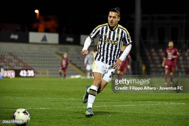 Simone Iocolano of Juventus during the Serie C match between Juventus Next Gen and Pontedera at Stadio Giuseppe Moccagatta on March 10, 2024 in...