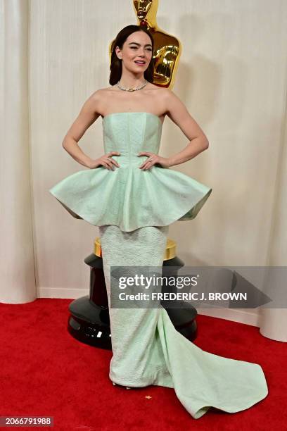 Actress Emma Stone attends the 96th Annual Academy Awards at the Dolby Theatre in Hollywood, California on March 10, 2024.