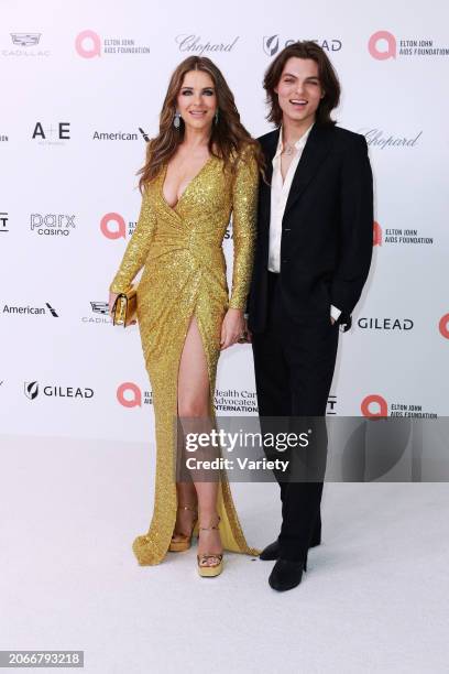 Elizabeth Hurley and Damian Hurley at the 32nd Annual Elton John AIDS Foundation Academy Awards Viewing Party held at The City of West Hollywood Park...