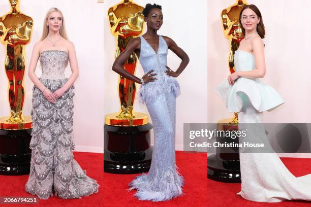 Hollywood, CA Anya Taylor Joy, Lupita Nyong'o and Emma Stone arriving on the red carpet at the 96th Annual Academy Awards in Dolby Theatre at...