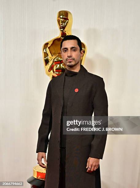 British actor and rapper Riz Ahmed attends the 96th Annual Academy Awards at the Dolby Theatre in Hollywood, California on March 10, 2024.