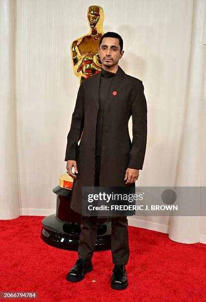 British actor and rapper Riz Ahmed attends the 96th Annual Academy Awards at the Dolby Theatre in Hollywood, California on March 10, 2024.