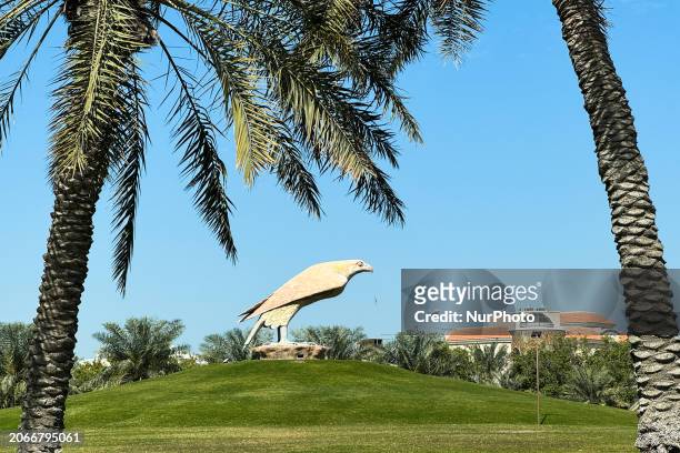 View of the Muharraq's Falcon Monument in Manama, Bahrain on March 5, 2024.