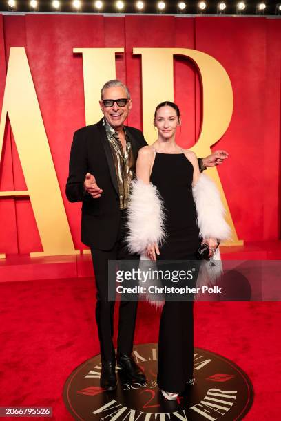Jeff Goldblum and Emilie Livingston at the 2024 Vanity Fair Oscar Party held at the Wallis Annenberg Center for the Performing Arts on March 10, 2024...