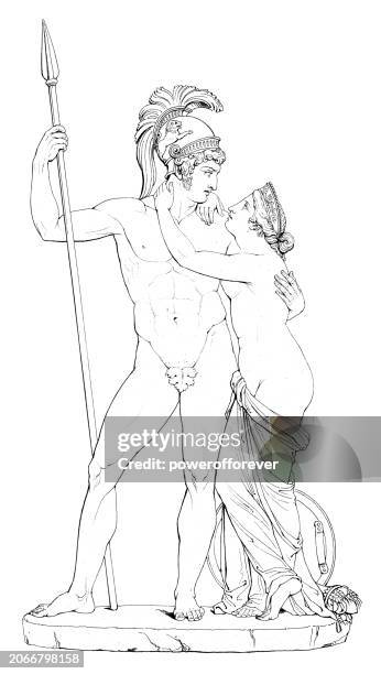 venus and mars, statue by antonio canova - 19th century - marble statue stock illustrations