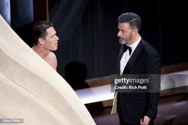 John Cena and Jimmy Kimmel at the 96th Annual Oscars held at Dolby Theatre on March 10, 2024 in Los Angeles, California.