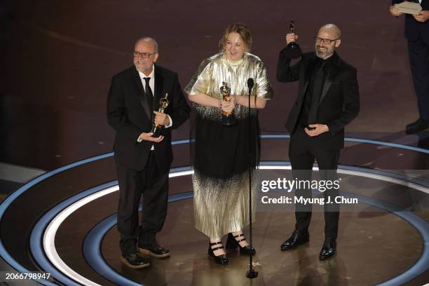 Hollywood, CA Mark Coulier, Nadia Staceyand Josh Weston during the live telecast of the 96th Annual Academy Awards in Dolby Theatre at Hollywood &...