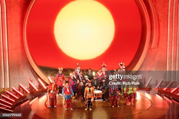 Members of the Osage Nation perform onstage at the 96th Annual Oscars held at Dolby Theatre on March 10, 2024 in Los Angeles, California.