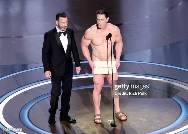 Jimmy Kimmel and John Cena at the 96th Annual Oscars held at Dolby Theatre on March 10, 2024 in Los Angeles, California.