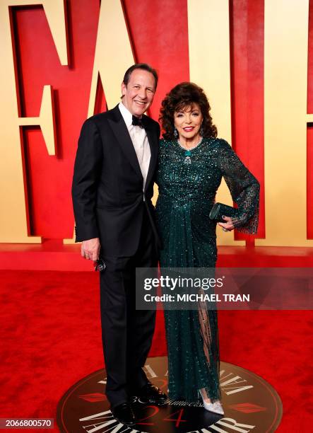 Actress Joan Collins and her husband, producer Percy Gibson, attend the Vanity Fair Oscars Party at the Wallis Annenberg Center for the Performing...