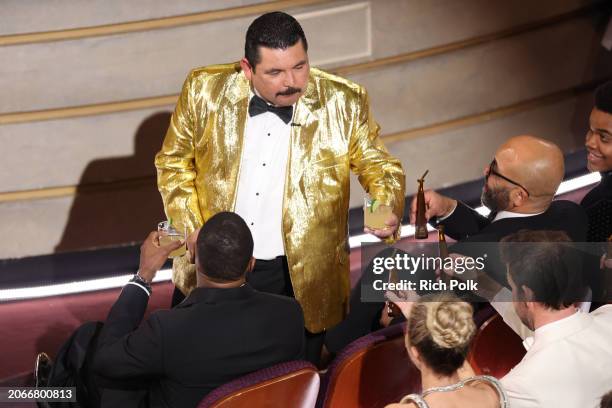 Guillermo Rodriguez, Jeffrey Wright and Elijah Wright at the 96th Annual Oscars held at Dolby Theatre on March 10, 2024 in Los Angeles, California.