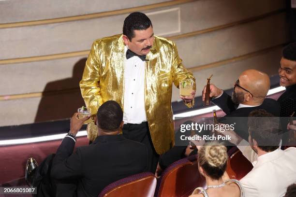 Guillermo Rodriguez, Jeffrey Wright and Elijah Wright at the 96th Annual Oscars held at Dolby Theatre on March 10, 2024 in Los Angeles, California.