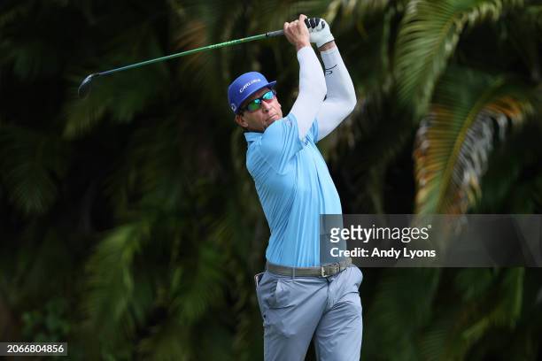 Ricky Barnes of the United States plays his shot from the fourth tee during the first round of the Puerto Rico Open at Grand Reserve Golf Club on...