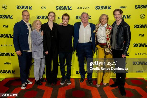 Thomas Douglas, K Callan, Eve Connolly, Freddy Macdonald, Werner Biermeier, Caroline Goodall and Calum Worthy at the 'Sew Torn' premiere as part of...