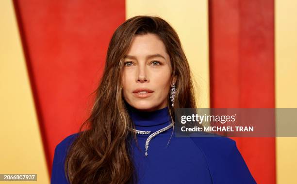 Actress Jessica Biel attends the Vanity Fair Oscars Party at the Wallis Annenberg Center for the Performing Arts in Beverly Hills, California, on...