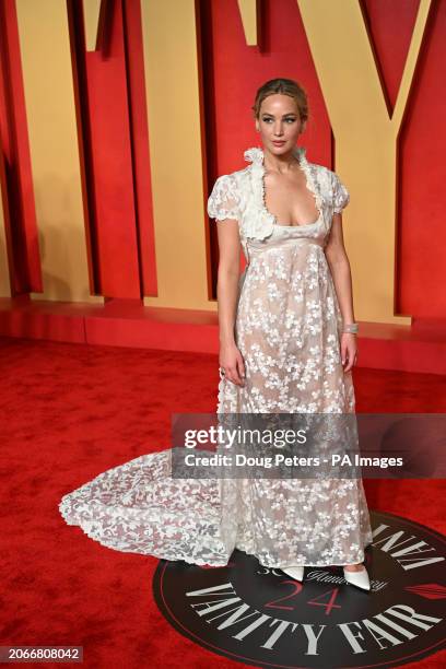 Jennifer Lawrence attending the Vanity Fair Oscar Party held at the Wallis Annenberg Center for the Performing Arts in Beverly Hills, Los Angeles,...