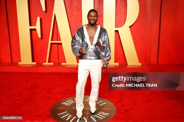 Singer-songwriter Usher attends the Vanity Fair Oscars Party at the Wallis Annenberg Center for the Performing Arts in Beverly Hills, California, on...