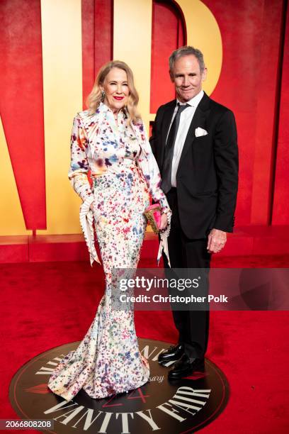 Catherine O'Hara and Bo Welch at the 2024 Vanity Fair Oscar Party held at the Wallis Annenberg Center for the Performing Arts on March 10, 2024 in...