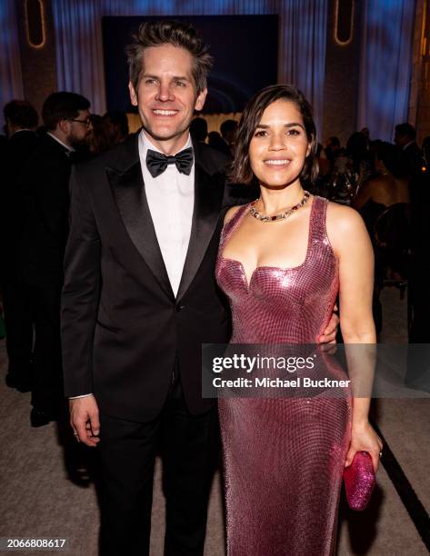 Ryan Piers Williams and America Ferrera at the 96th Annual Oscars Governors Ball held at Dolby Theatre on March 10, 2024 in Los Angeles, California.