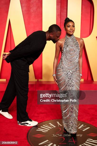 Dwyane Wade and Gabrielle Union at the 2024 Vanity Fair Oscar Party held at the Wallis Annenberg Center for the Performing Arts on March 10, 2024 in...