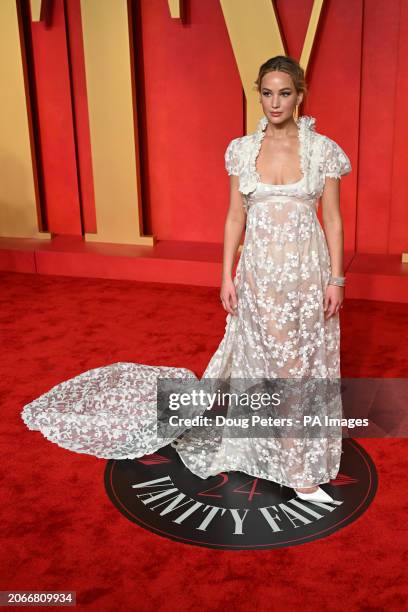 Jennifer Lawrence attending the Vanity Fair Oscar Party held at the Wallis Annenberg Center for the Performing Arts in Beverly Hills, Los Angeles,...