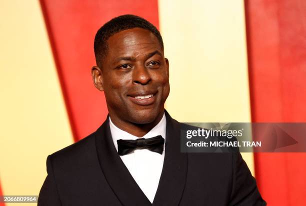 Actor Sterling K. Brown attends the Vanity Fair Oscars Party at the Wallis Annenberg Center for the Performing Arts in Beverly Hills, California, on...