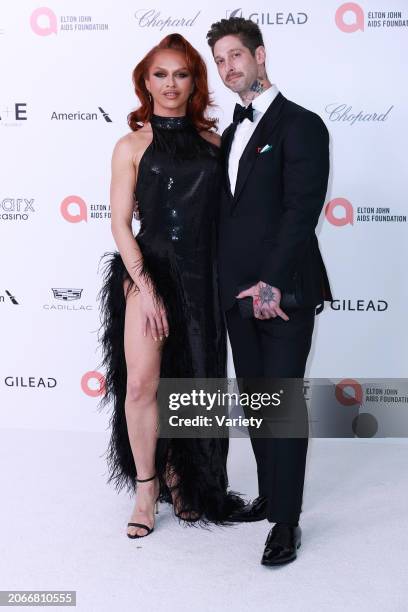 Sasha Colby and Ben Koenigsberg at the 32nd Annual Elton John AIDS Foundation Academy Awards Viewing Party held at The City of West Hollywood Park on...