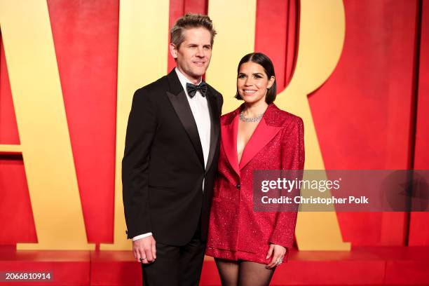 Ryan Piers Williams and America Ferrera at the 2024 Vanity Fair Oscar Party held at the Wallis Annenberg Center for the Performing Arts on March 10,...