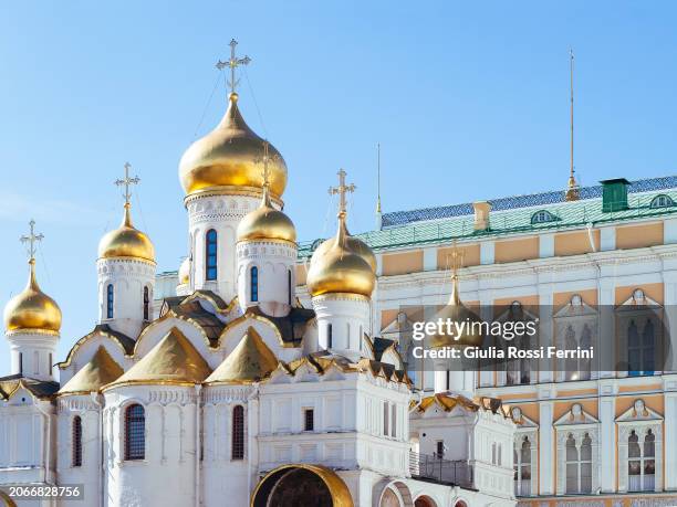 view of the blagoveshchensky basilica - russian orthodoxy stock pictures, royalty-free photos & images